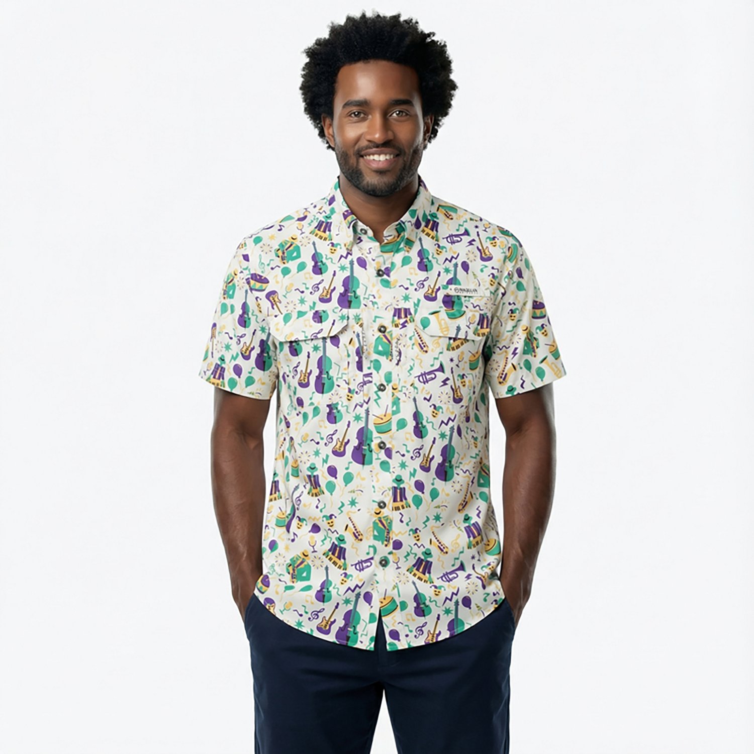 Magellan Outdoors Men's Mardi Gras Print Short Sleeve Shirt - view number 2