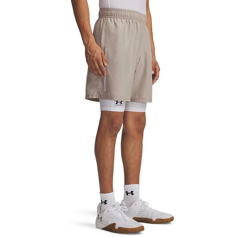 Under Armour Men's Moisture-Wicking Logo-Print 8-1/4" Tech Shorts - 203 Timberwolf