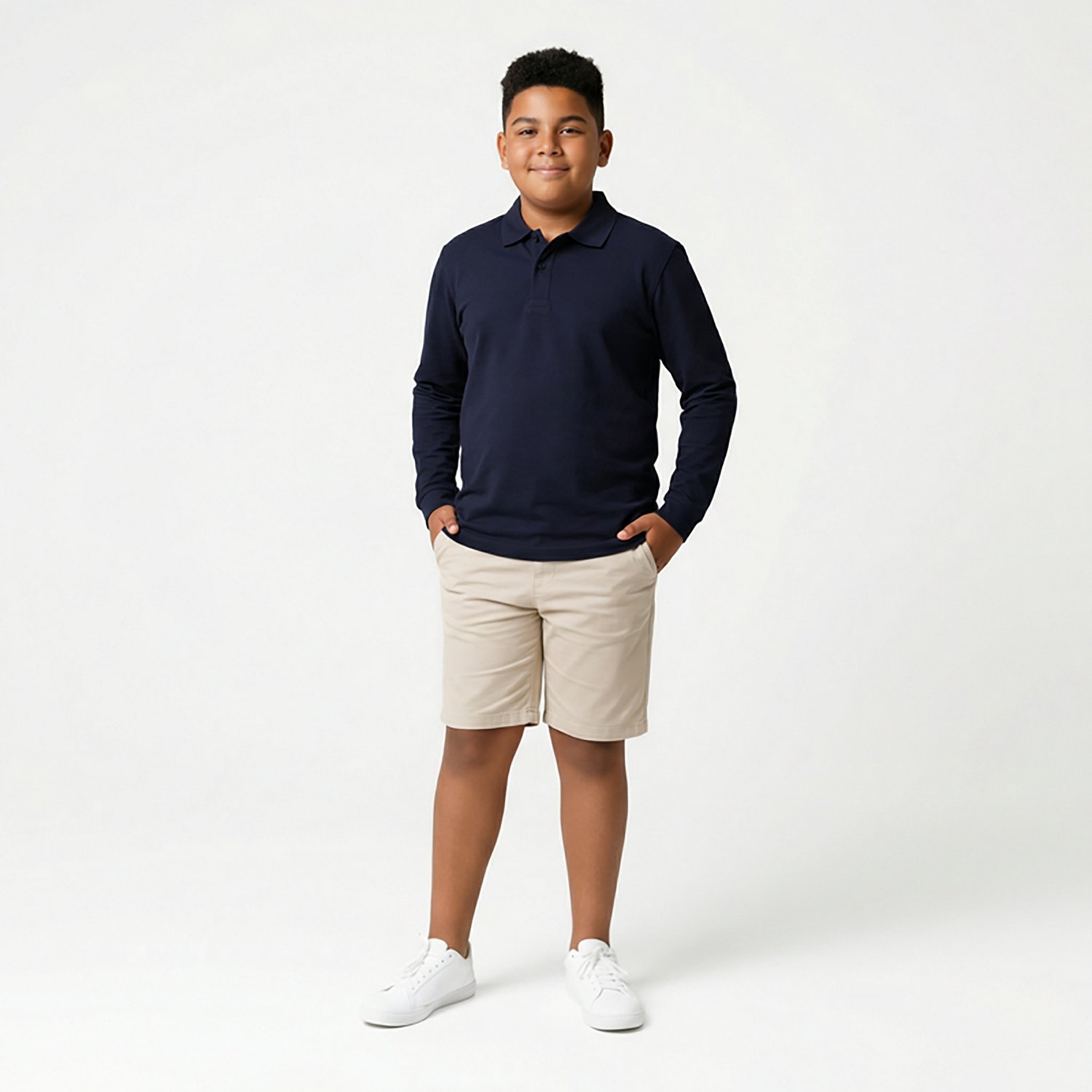 Nautica Boys' 4-7 Double Pique Long Sleeve Polo Shirt