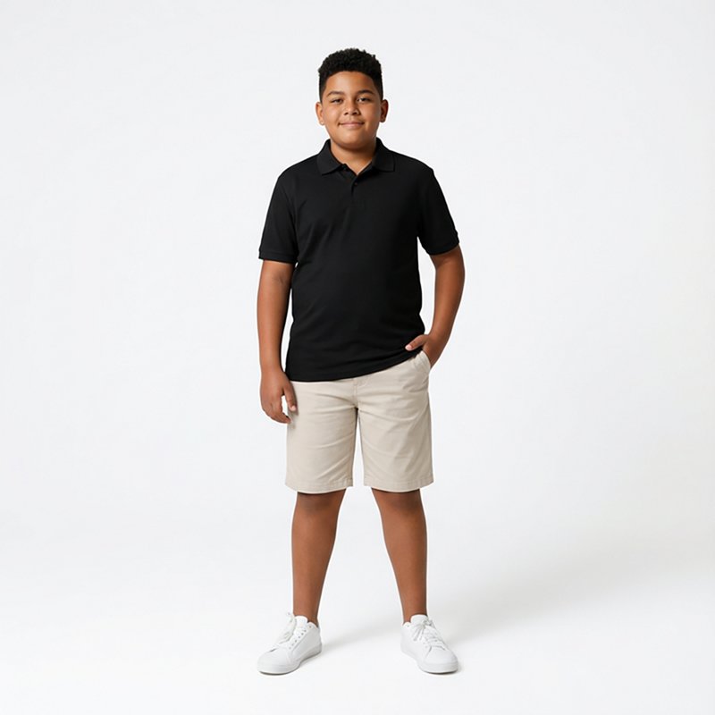 Nautica Big Boys Uniform Stretch Double Pique Polo - Black