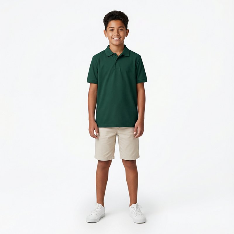 Nautica Big Boys Uniform Stretch Double Pique Polo - Hunter