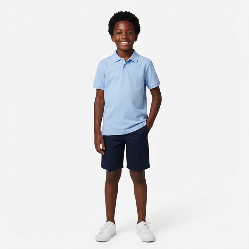 Nautica Big Boys Uniform Stretch Double Pique Polo - Lt Blue