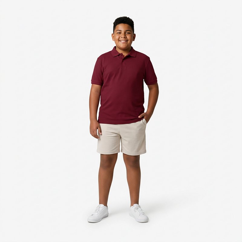 Nautica Big Boys Uniform Stretch Double Pique Polo - Burgundy
