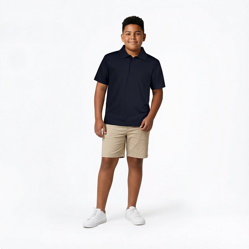 Nautica Big Boys Uniform Quick Dry Short Sleeve Performance Stretch Polo - Navy