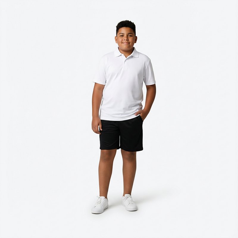Nautica Big Boys Uniform Quick Dry Short Sleeve Performance Stretch Polo - White