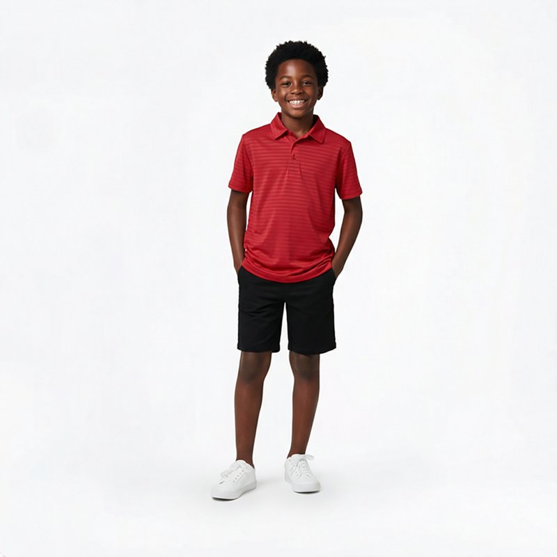 Nautica Big Boys Uniform Short Sleeve Performance Stretch Polo Shirt - Red