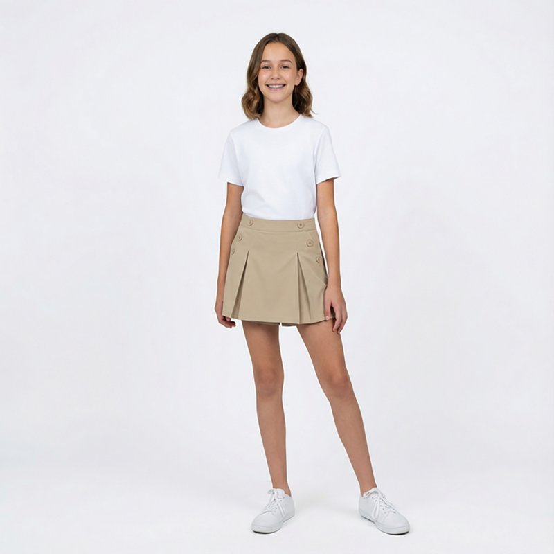 Nautica Girls' Stretch Poplin Plus Size Scooter Skort