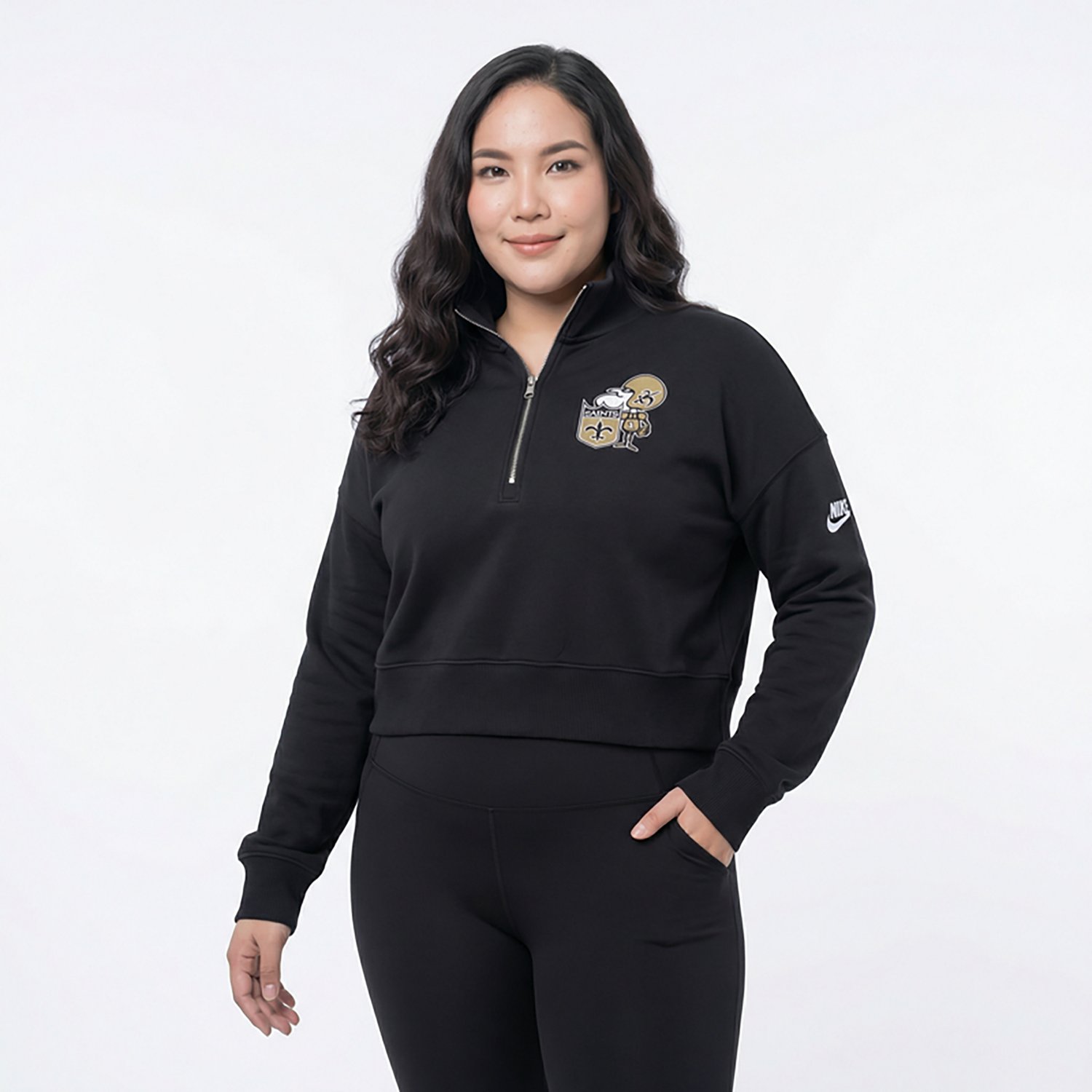 Nike Women's New Orleans Saints Rewind Phoenix Long Sleeve 1/4-Zip Sweatshirt
