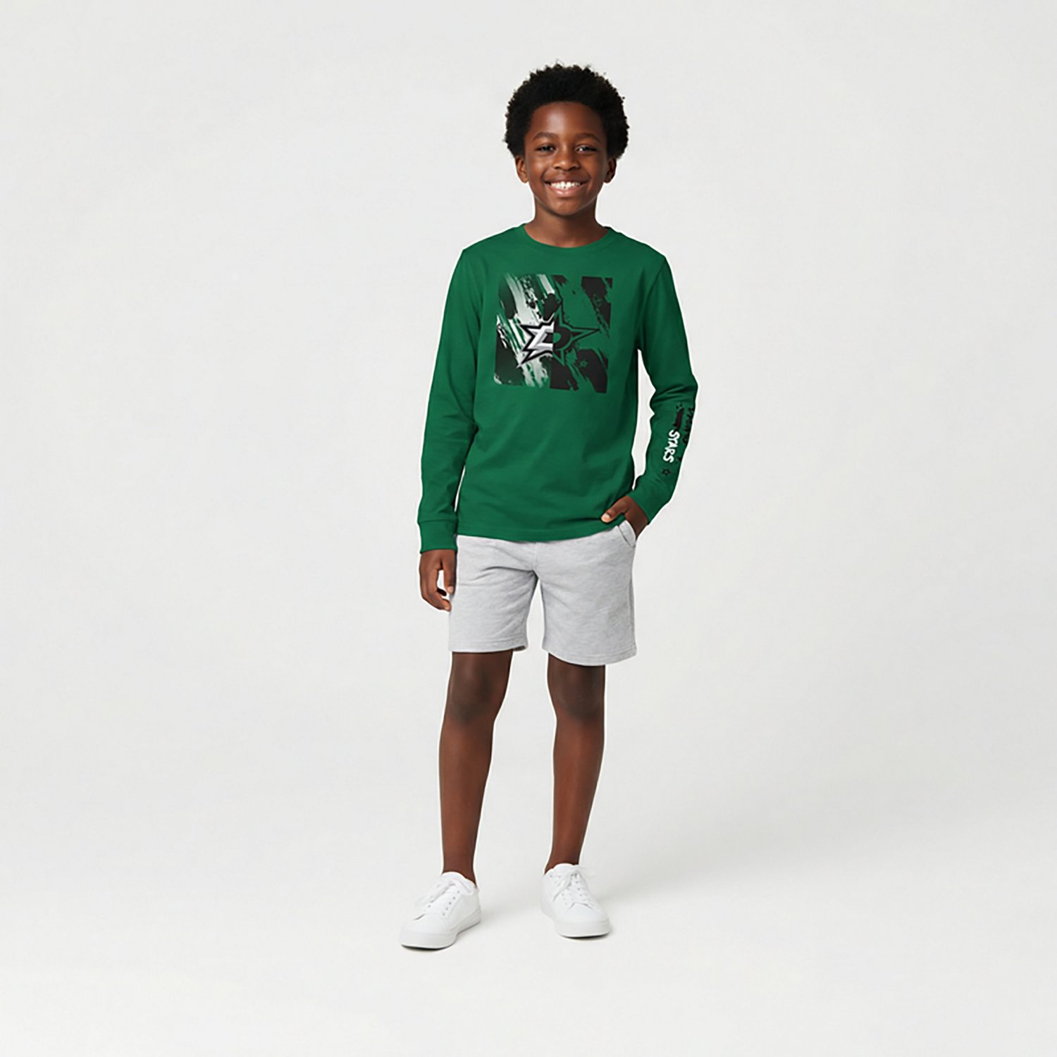 Outerstuff Boys' Dallas Stars Half & Half Long Sleeve Graphic T-shirt