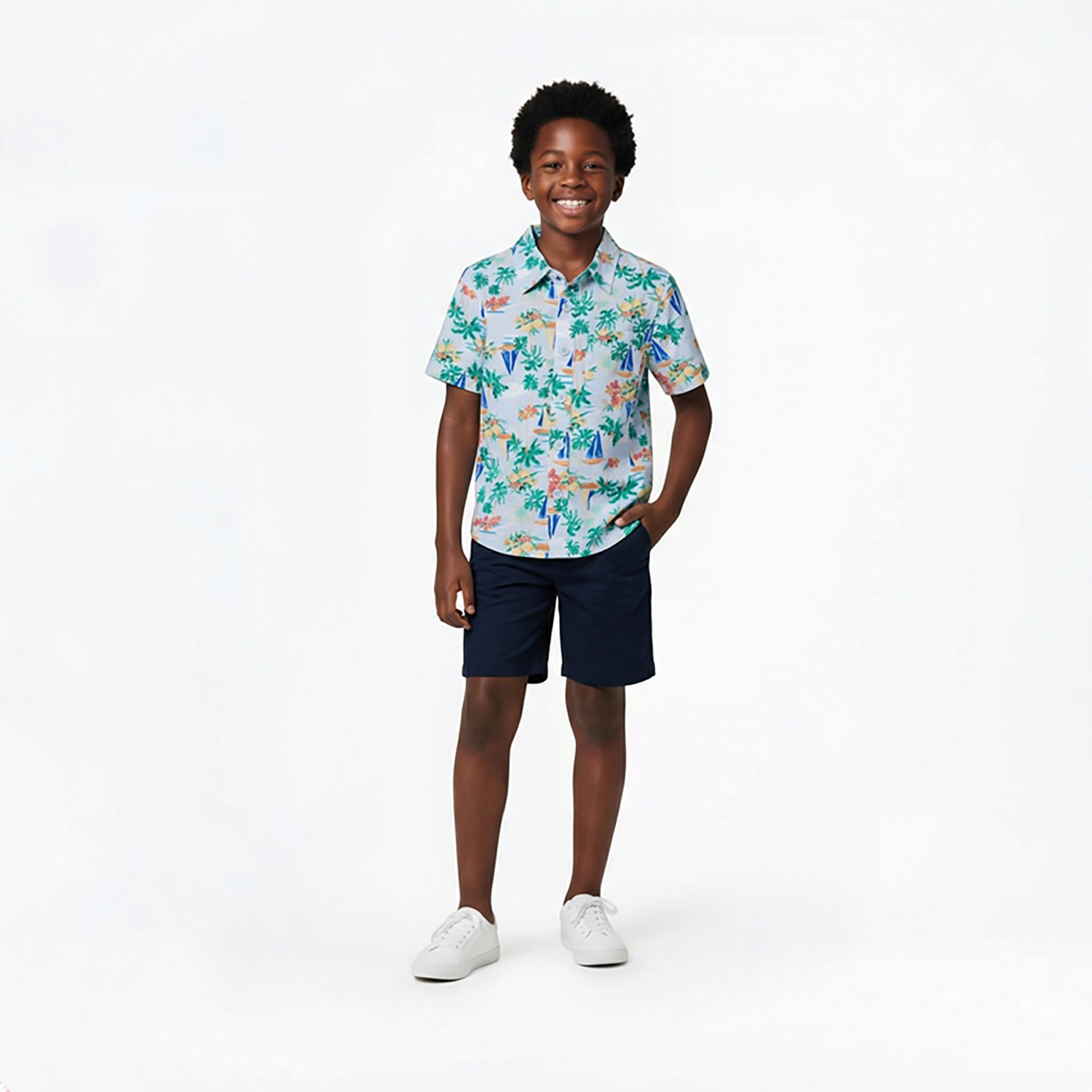 O'Rageous Boys' 4-7 Toile Short Sleeve Cabana Swim Top