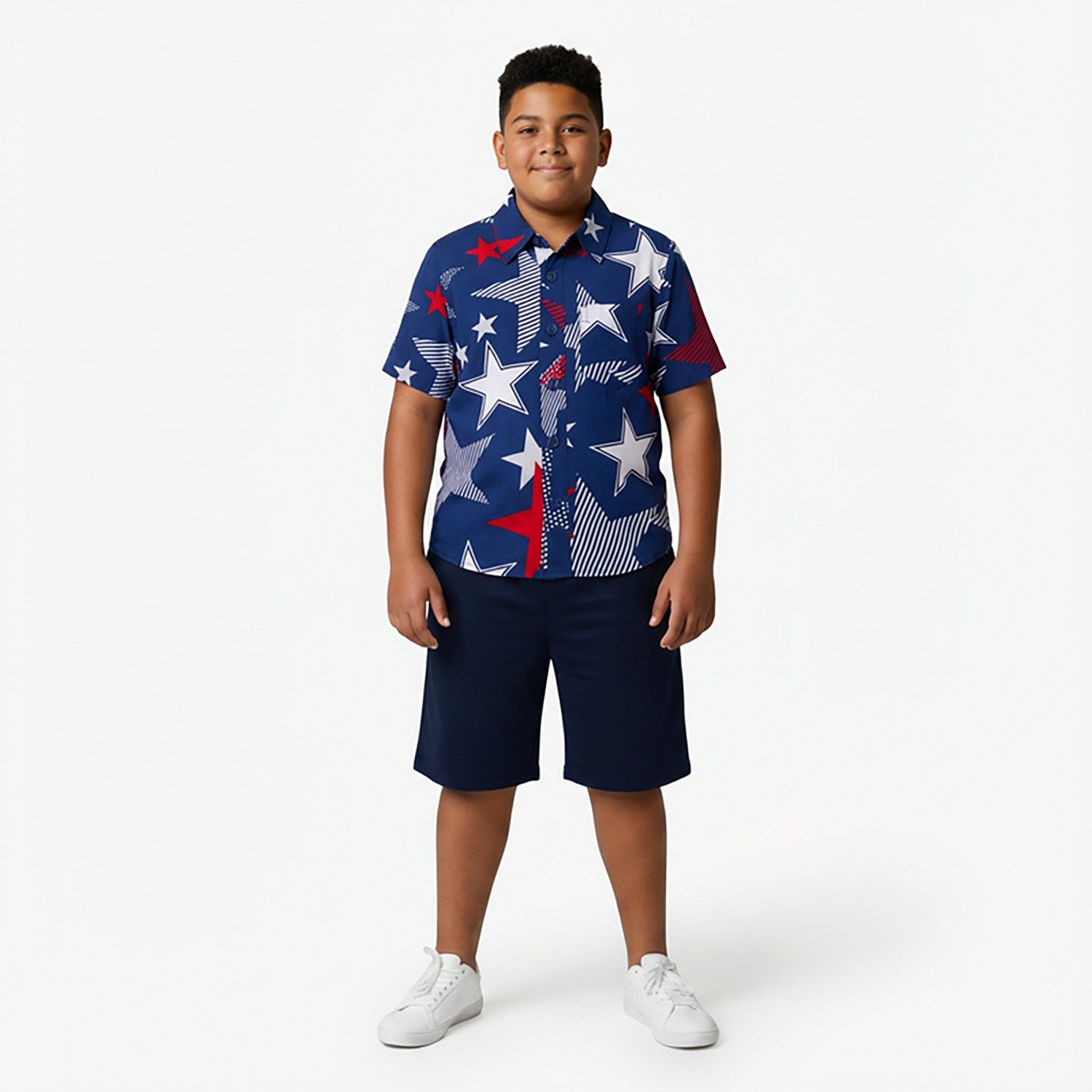 O'Rageous Boys' Americana Short Sleeve Cabana Swim Top