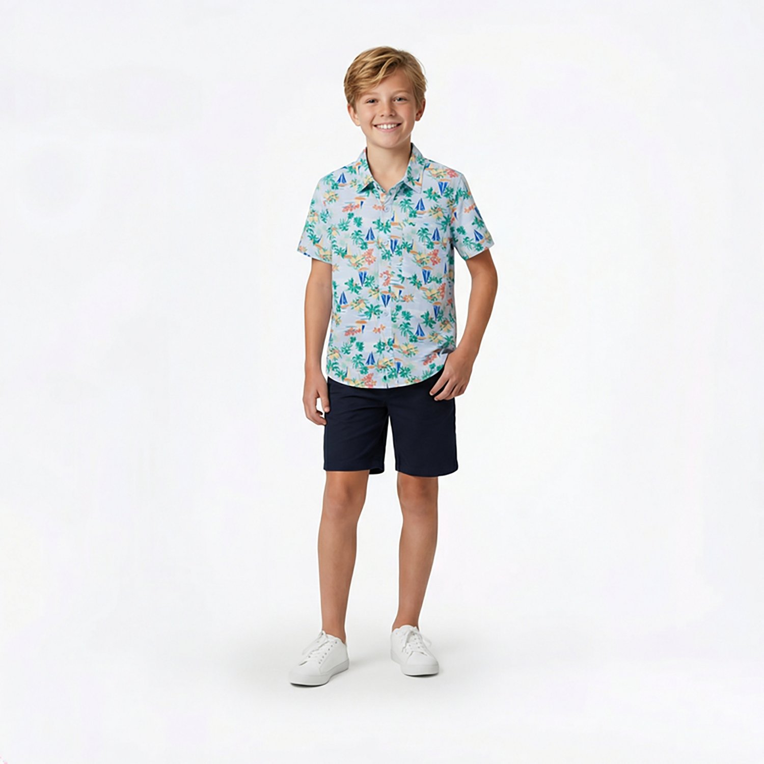 O'Rageous Boys' Toile Short Sleeve Cabana Swim Top