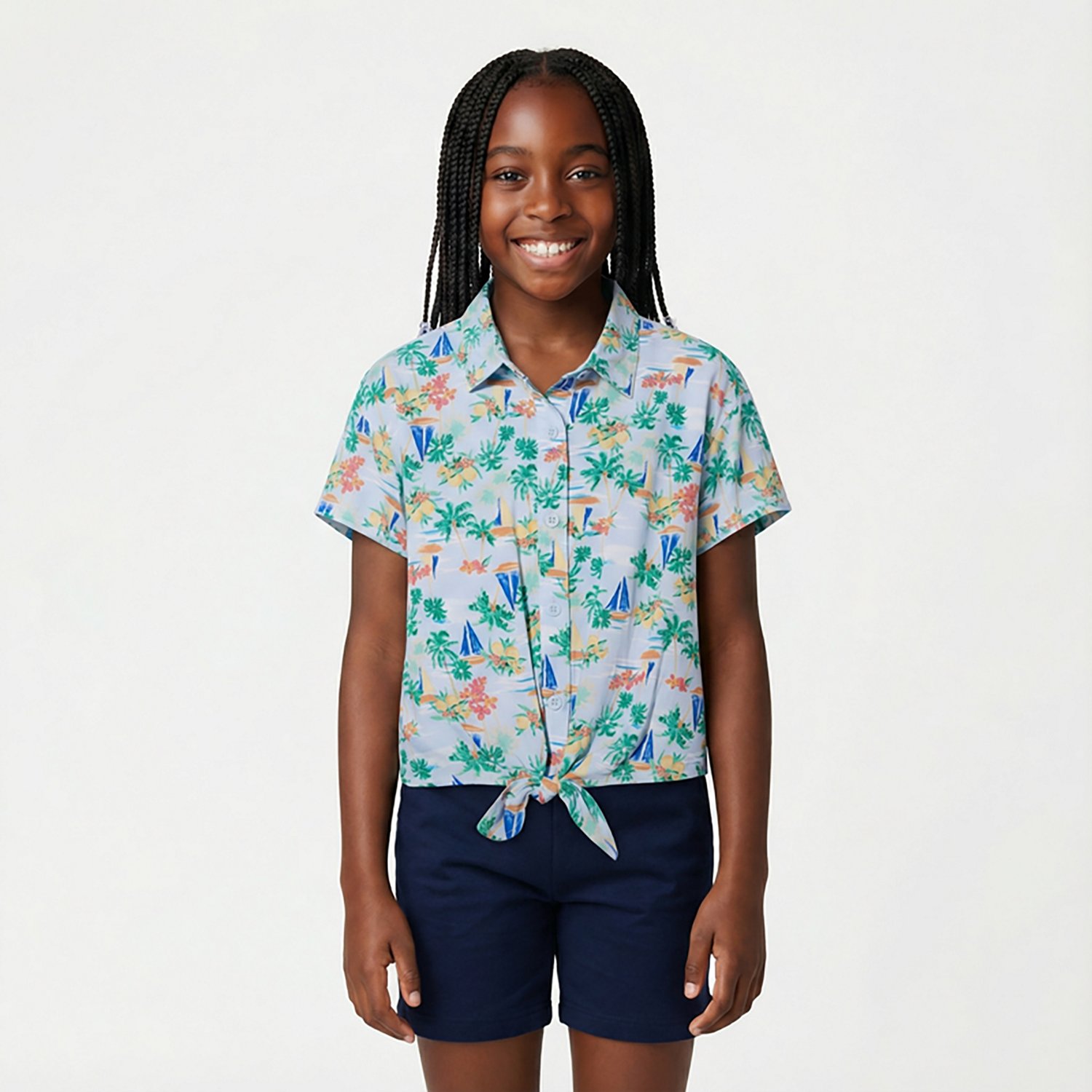 O'Rageous Girls' Toile Short Sleeve Cabana Swim Top                                                                              - view number 2