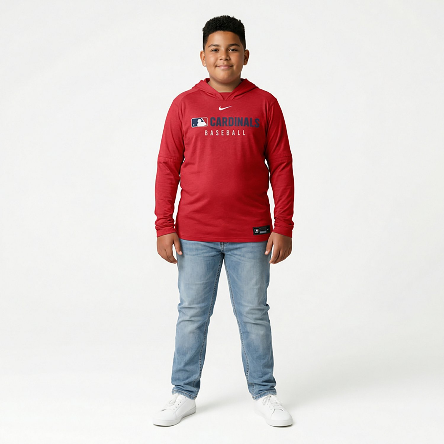 Nike Heather St Louis Cardinals Authentic Collection Tri-Blend Performance Pullover Hoodie