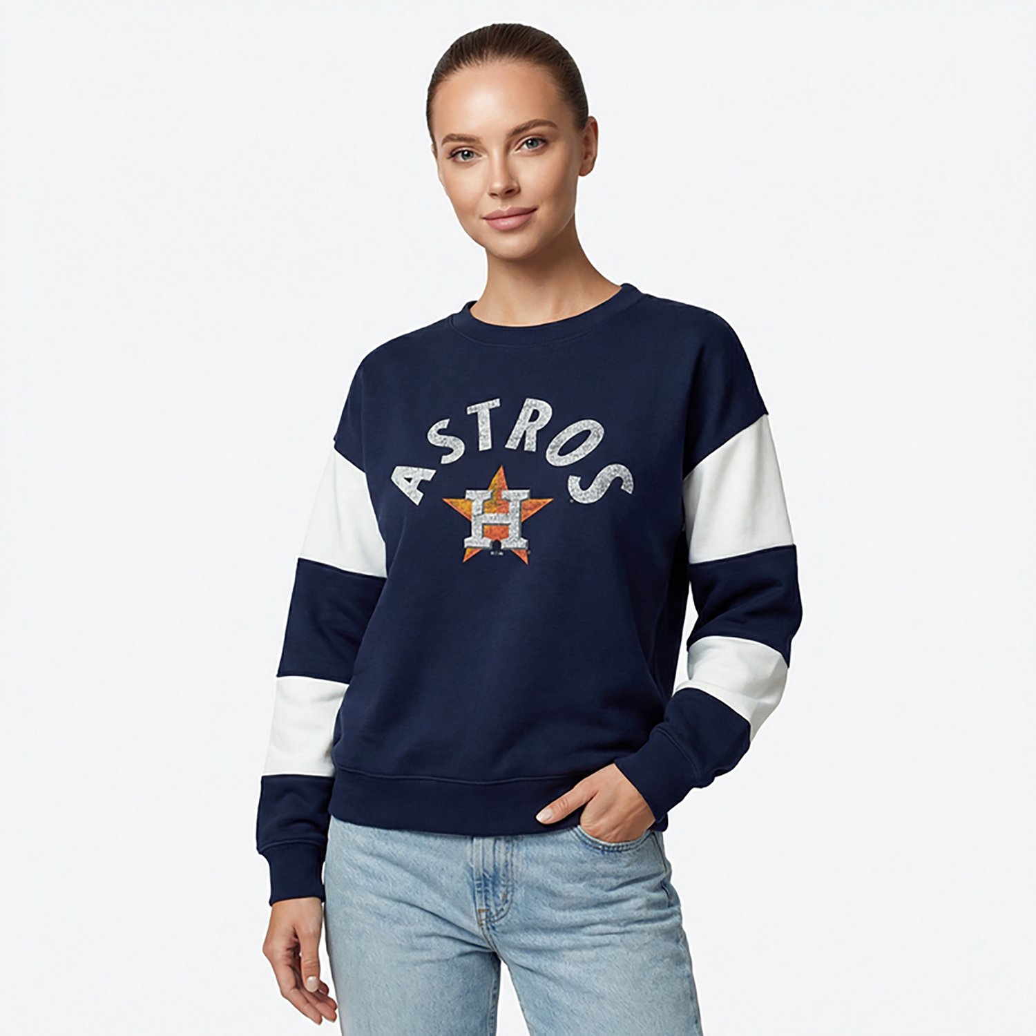 '47 Houston Astros Women's Eephus Barred Long Sleeve Crewneck