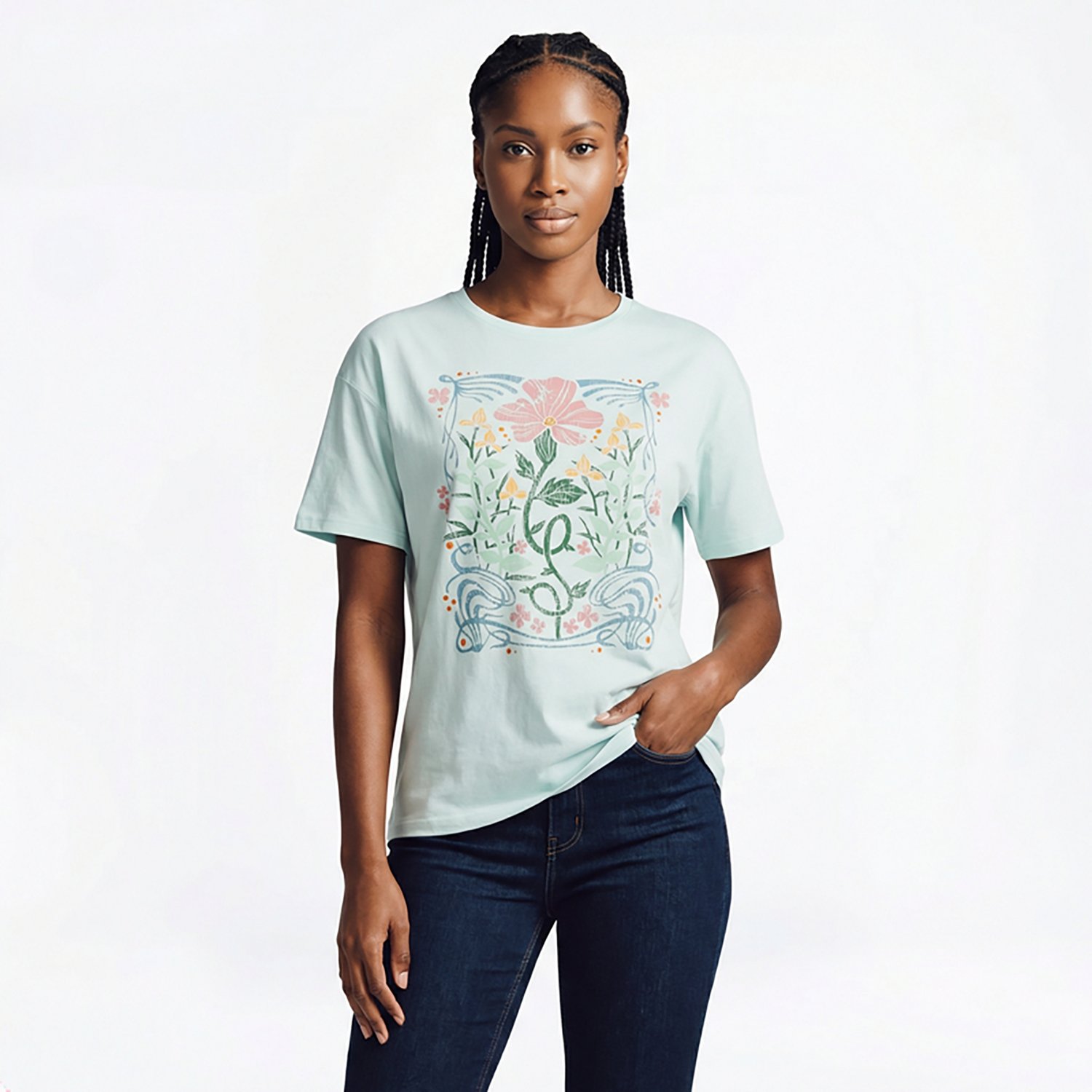 Live Outside the Limits Women's Art Flowers Oversized Graphic T-shirt