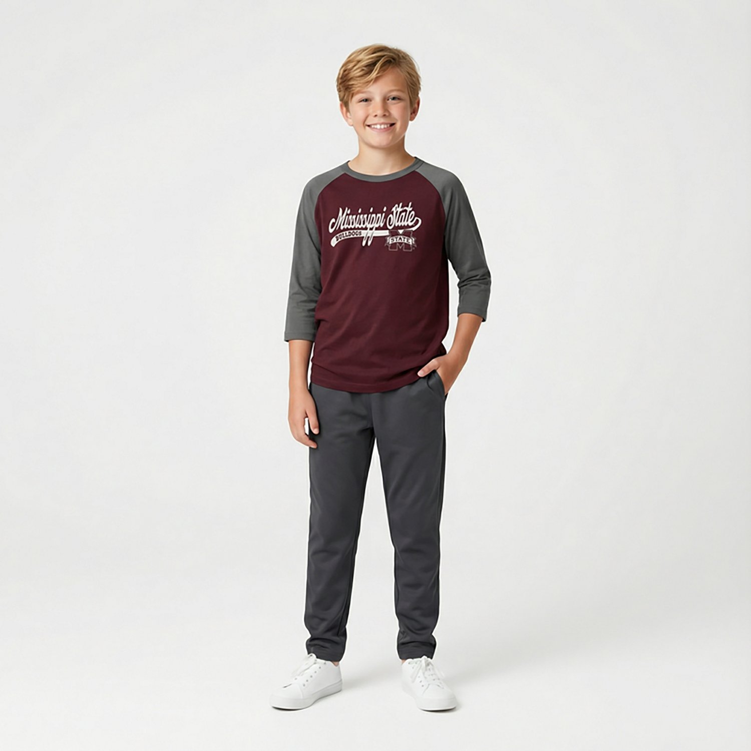 '47 Mississippi State University Boys' Super Script Line Drive Raglan Graphic T-shirt