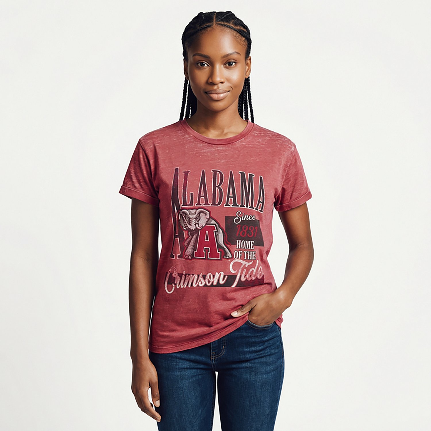 Pressbox Women's University of Alabama Vintage Stephen Boyfriend Graphic T-shirt