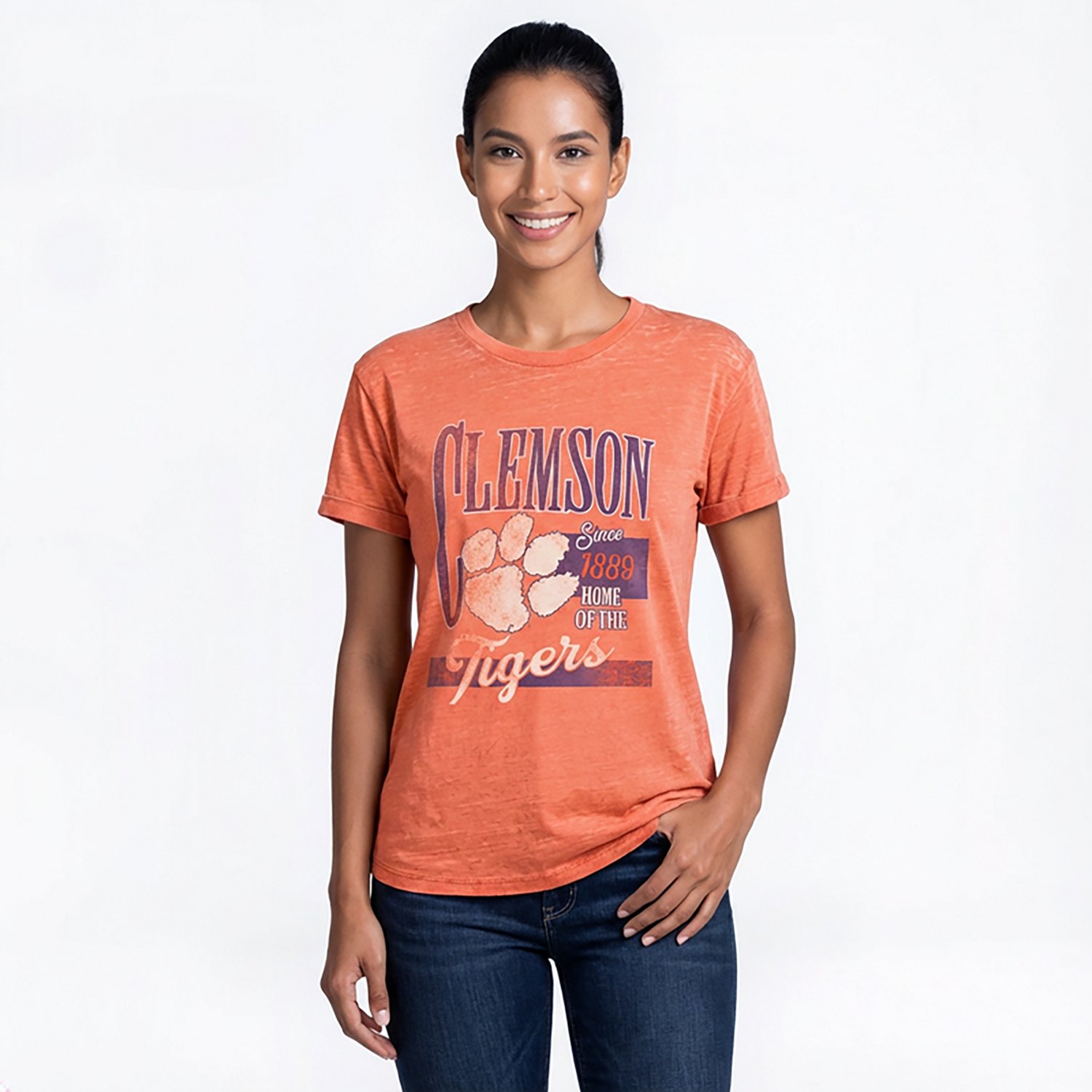 Pressbox Women's Clemson University Vintage Stephen Boyfriend Graphic T-shirt