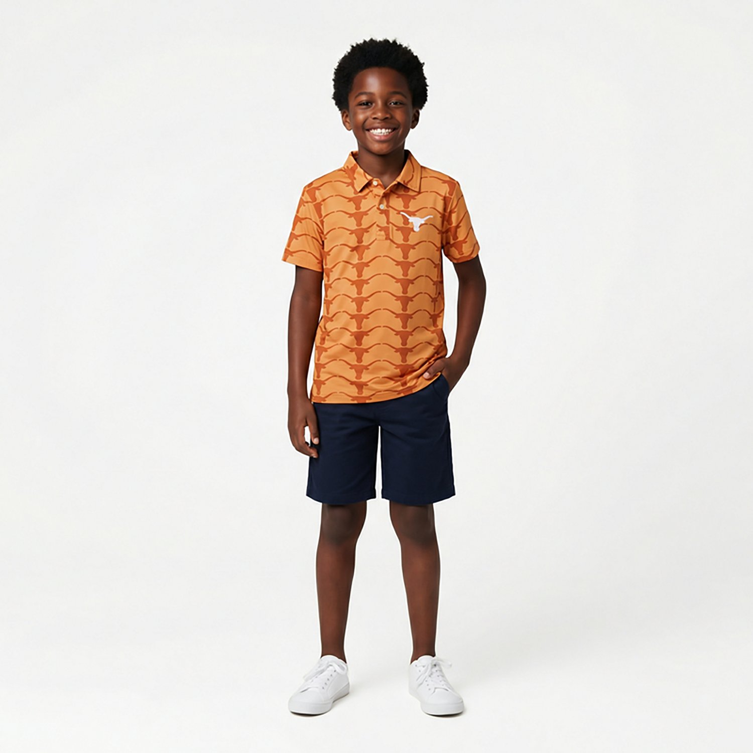Wes & Willy Boys' University of Texas Allover Print Polo Shirt