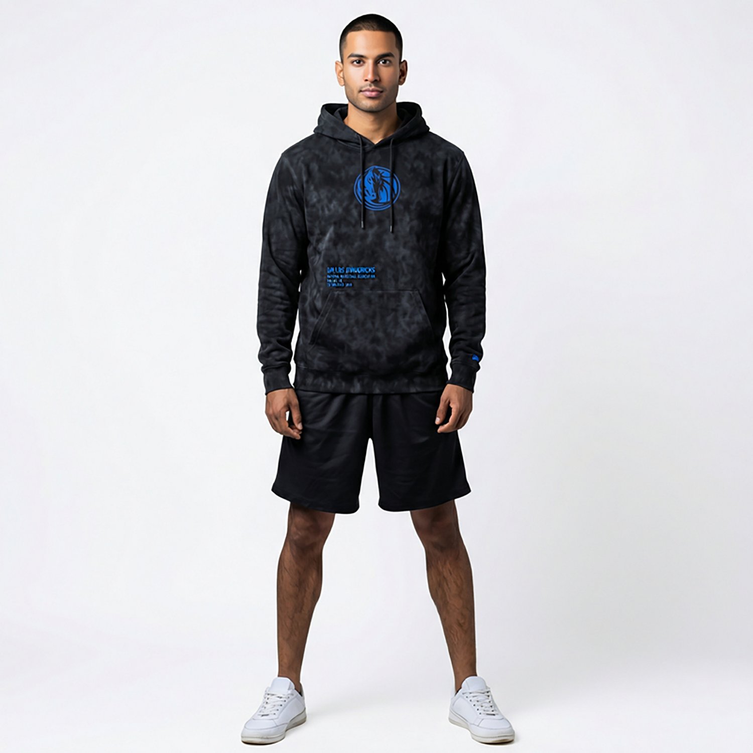 New Era Men's Dallas Mavericks Black Enzyme Washed Long Sleeve Hoodie - view number 3