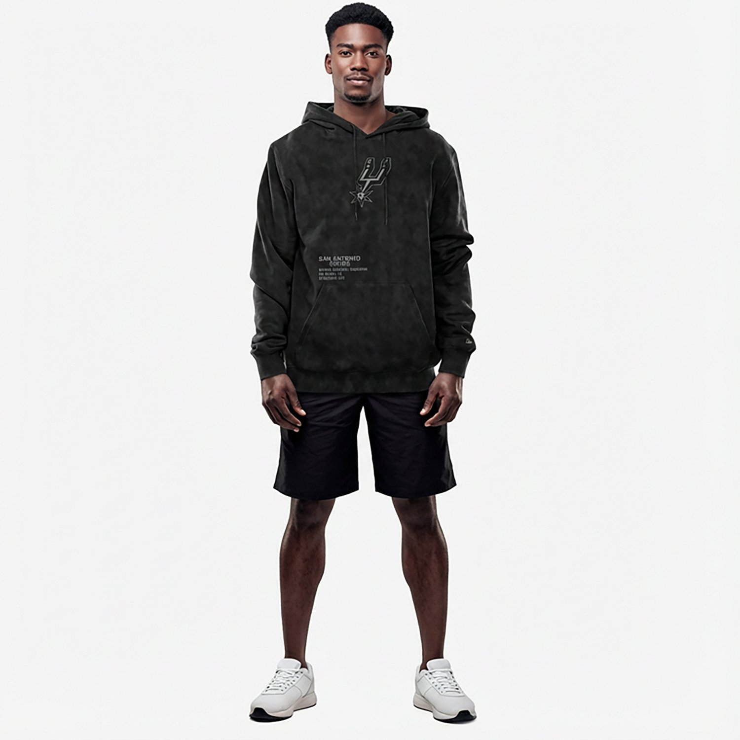 New Era Men's San Antonio Spurs Black Enzyme Washed Long Sleeve Hoodie - view number 3