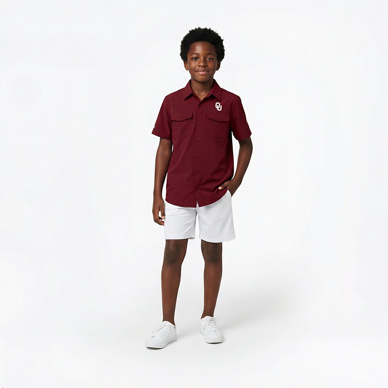 Antigua Boys' University of Oklahoma Game Day Fishing Button Up Shirt