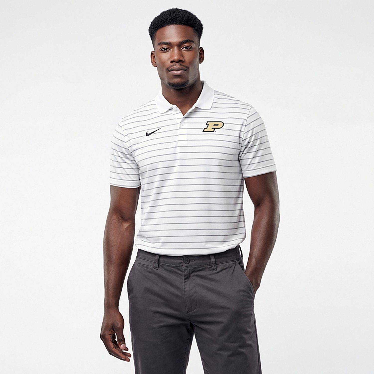 Nike Men's Purdue Dri Fit Stripe Victory Polo Shirt