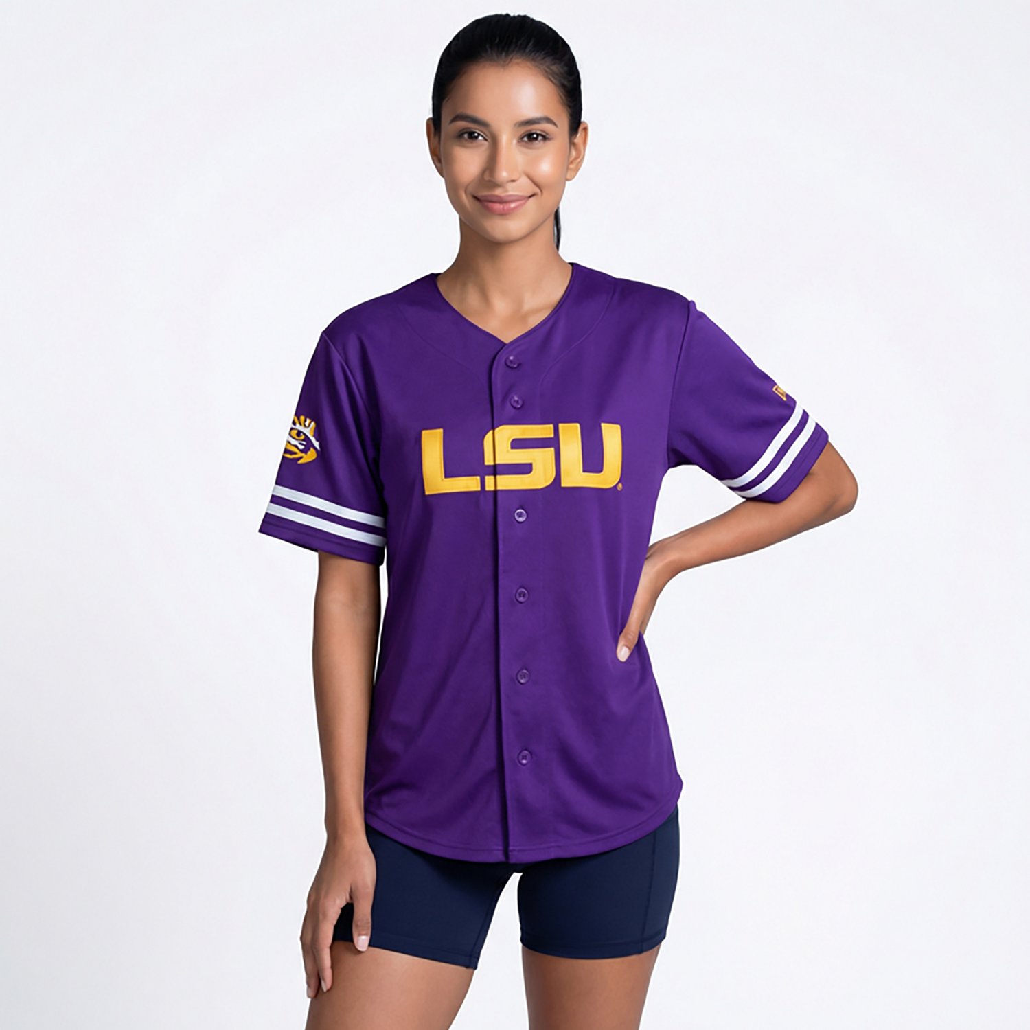 Hype and Vice Women's LSU Tigers Cropped Baseball Jersey