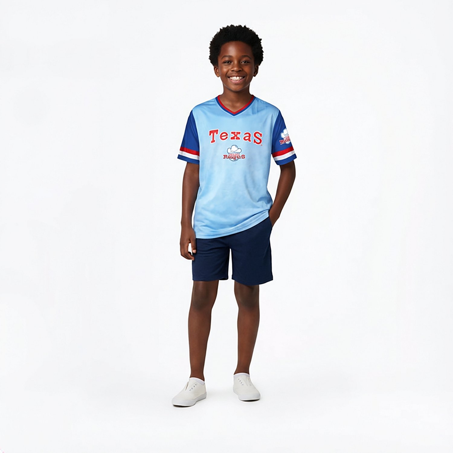 Stitches Boys' Texas Rangers 25 Bombs Away Shirzy Short Sleeve T-shirt