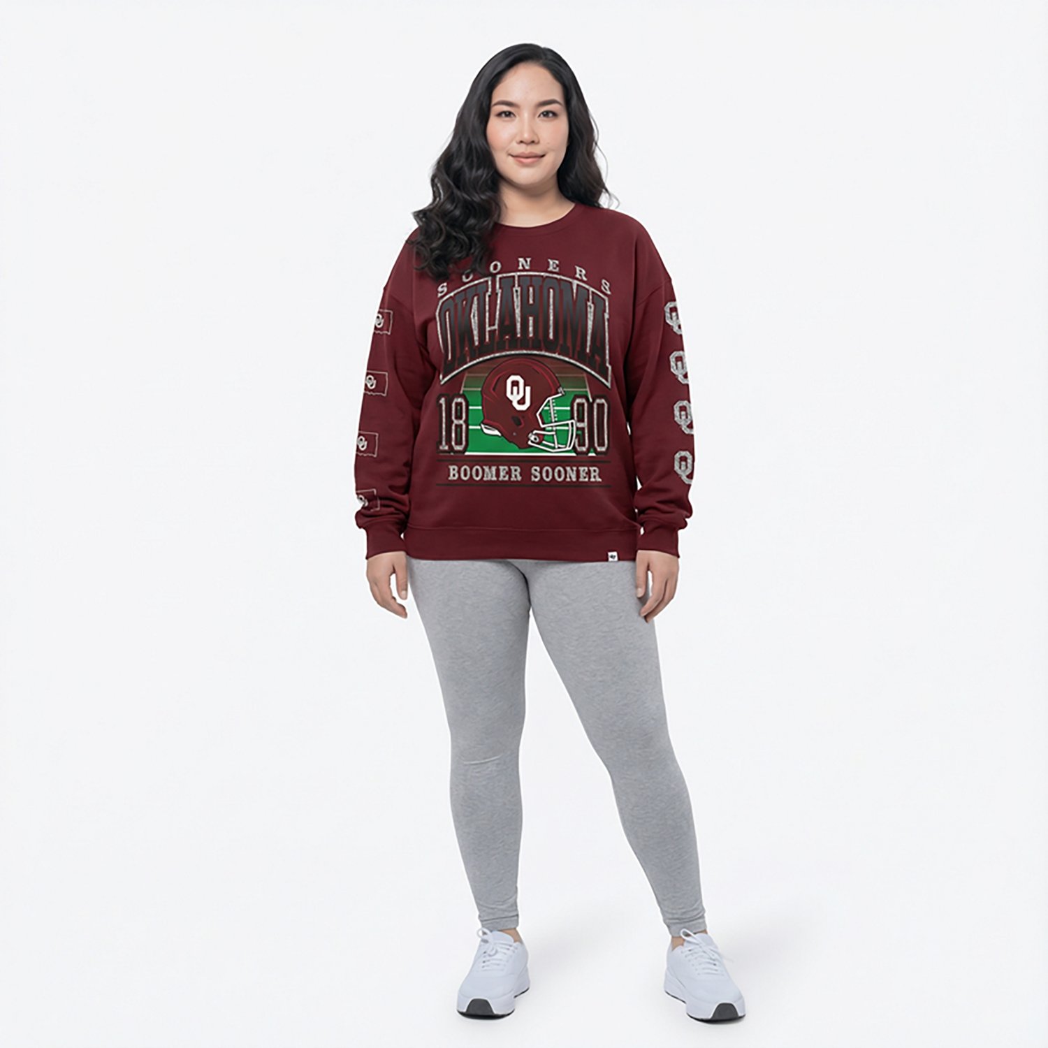 47 Brands Women's University of Oklahoma Sooners Go Big Oversized Long Sleeve Crew Fleece