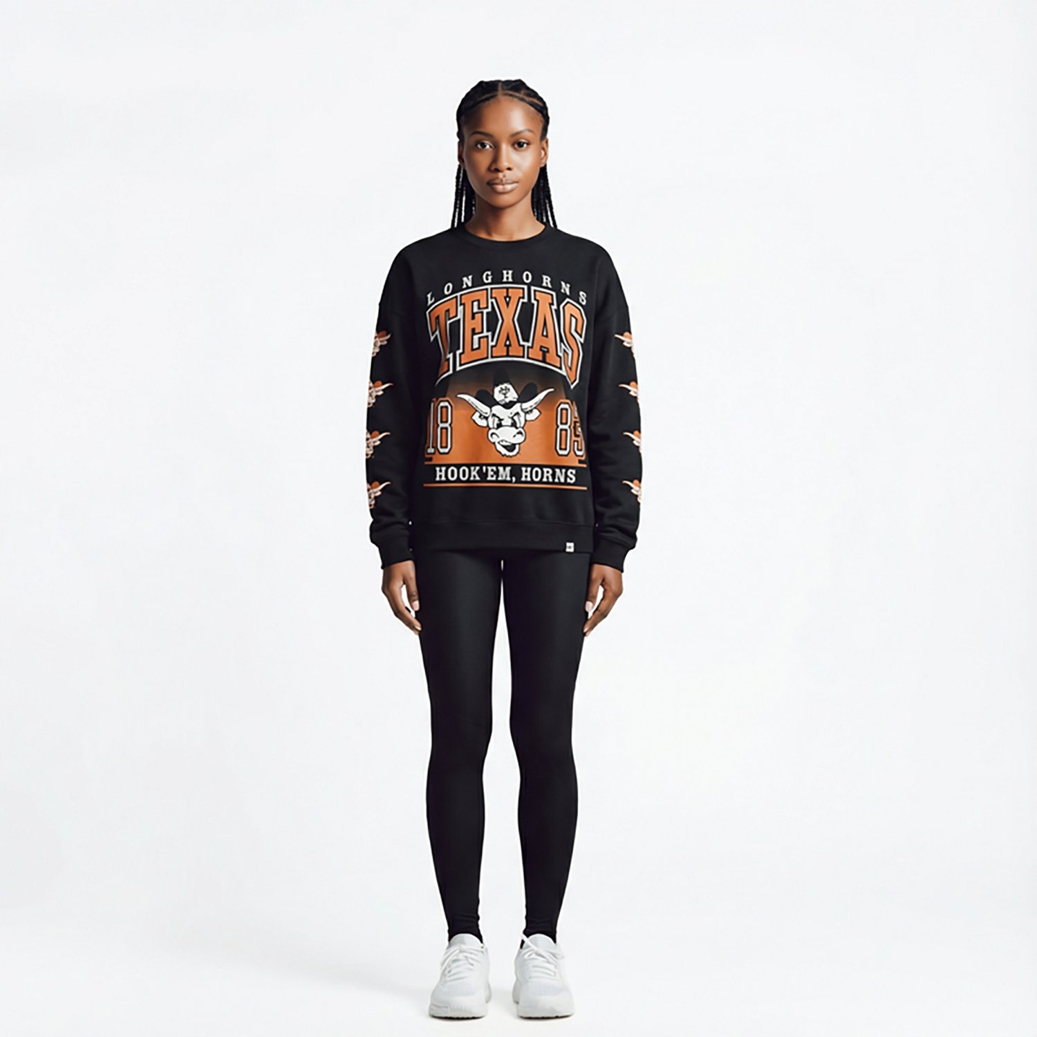 47 Brands Women's University of Texas Longhorns Go Big Oversized Long Sleeve Crew Fleece