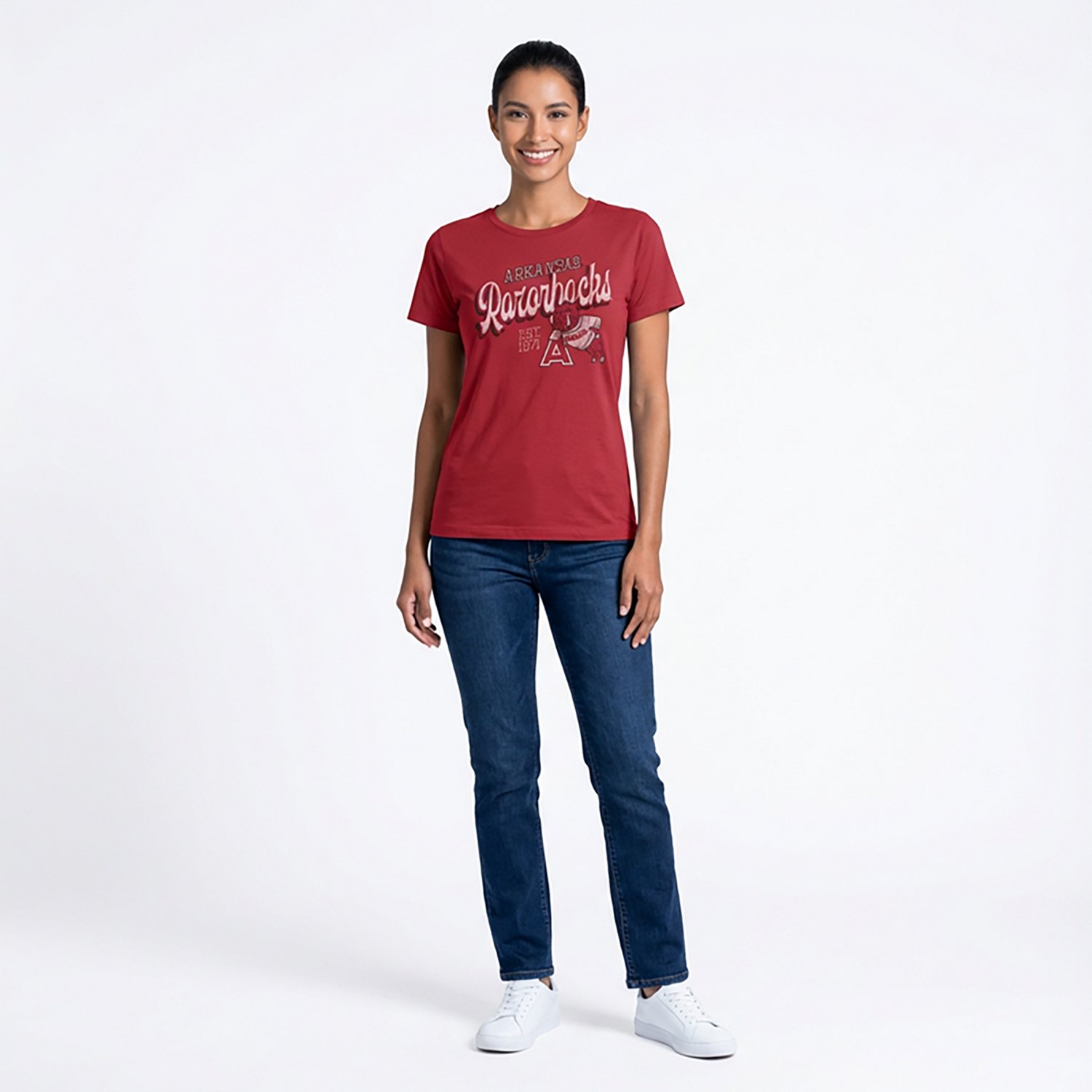 WILDCAT RETRO Women's Arkansas Script Boxy T-shirt