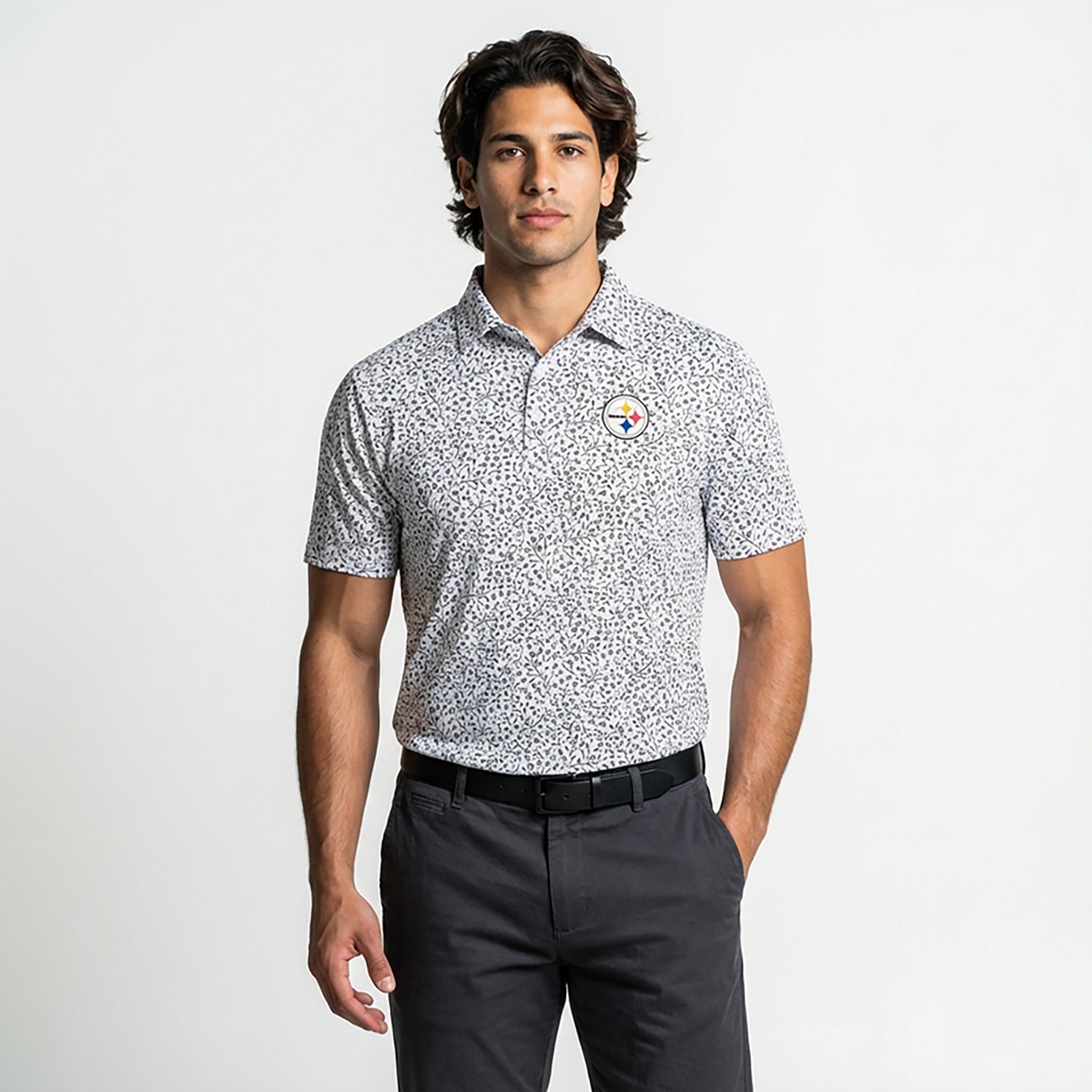 Antigua Men's Pittsburgh Steelers Motion Short Sleeve Polo Shirt