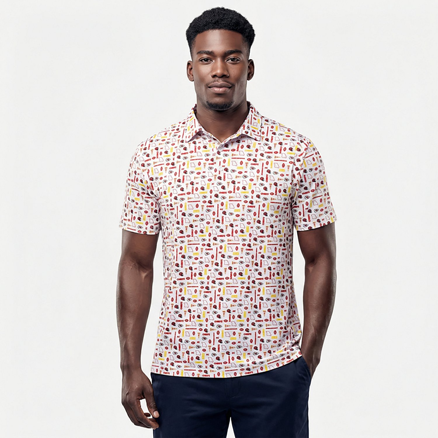 Antigua Men's Kansas City Chiefs Lateral Short Sleeve Polo