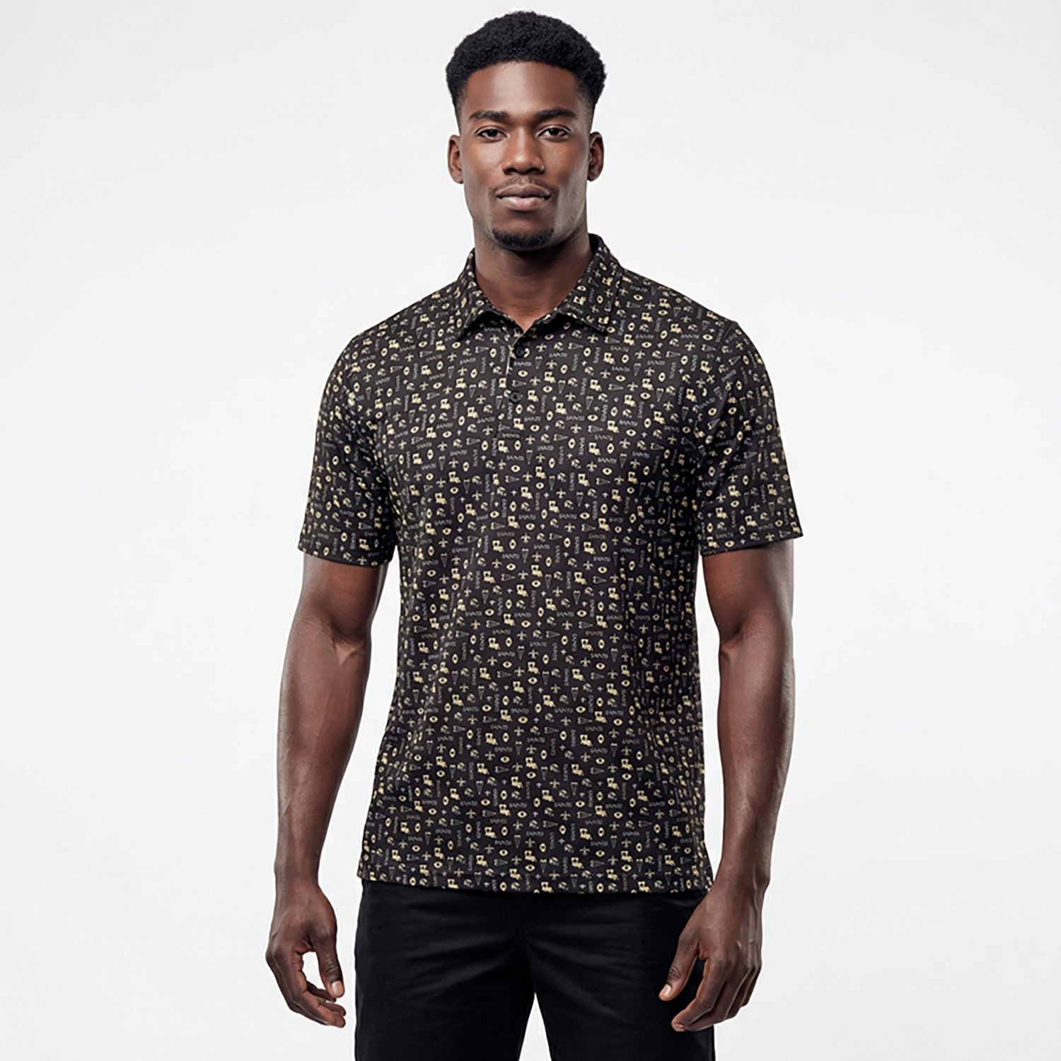 Antigua Men's New Orleans Saints Lateral Short Sleeve Polo