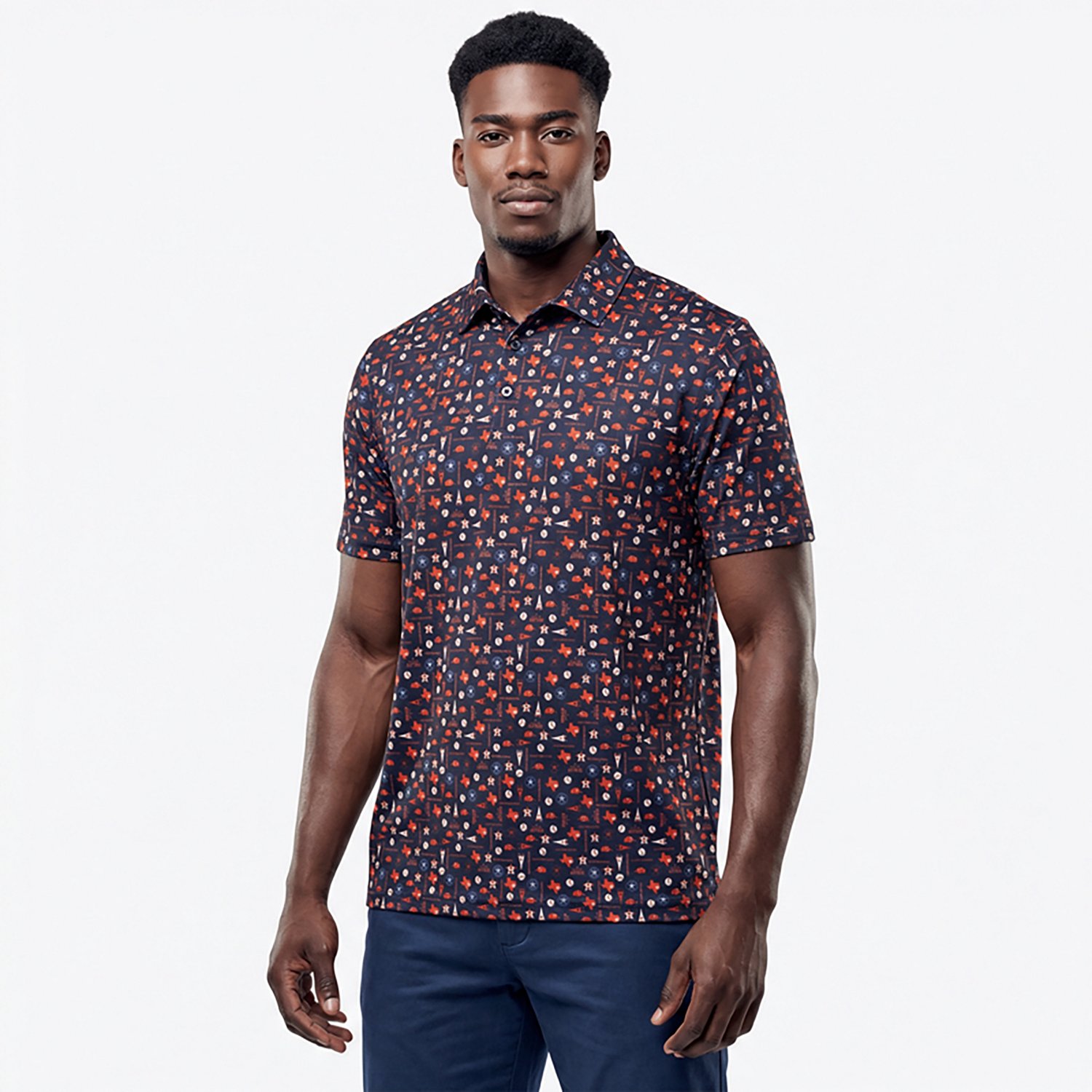 Antigua Men's Houston Astros Lateral Short Sleeve Polo