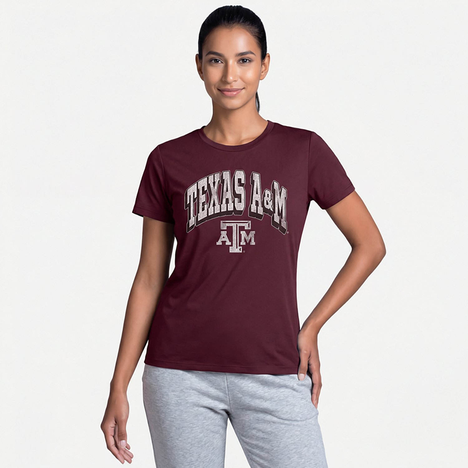 WILDCAT RETRO Women's Texas A&M Arch Shadow Boxy T-shirt - view number 2