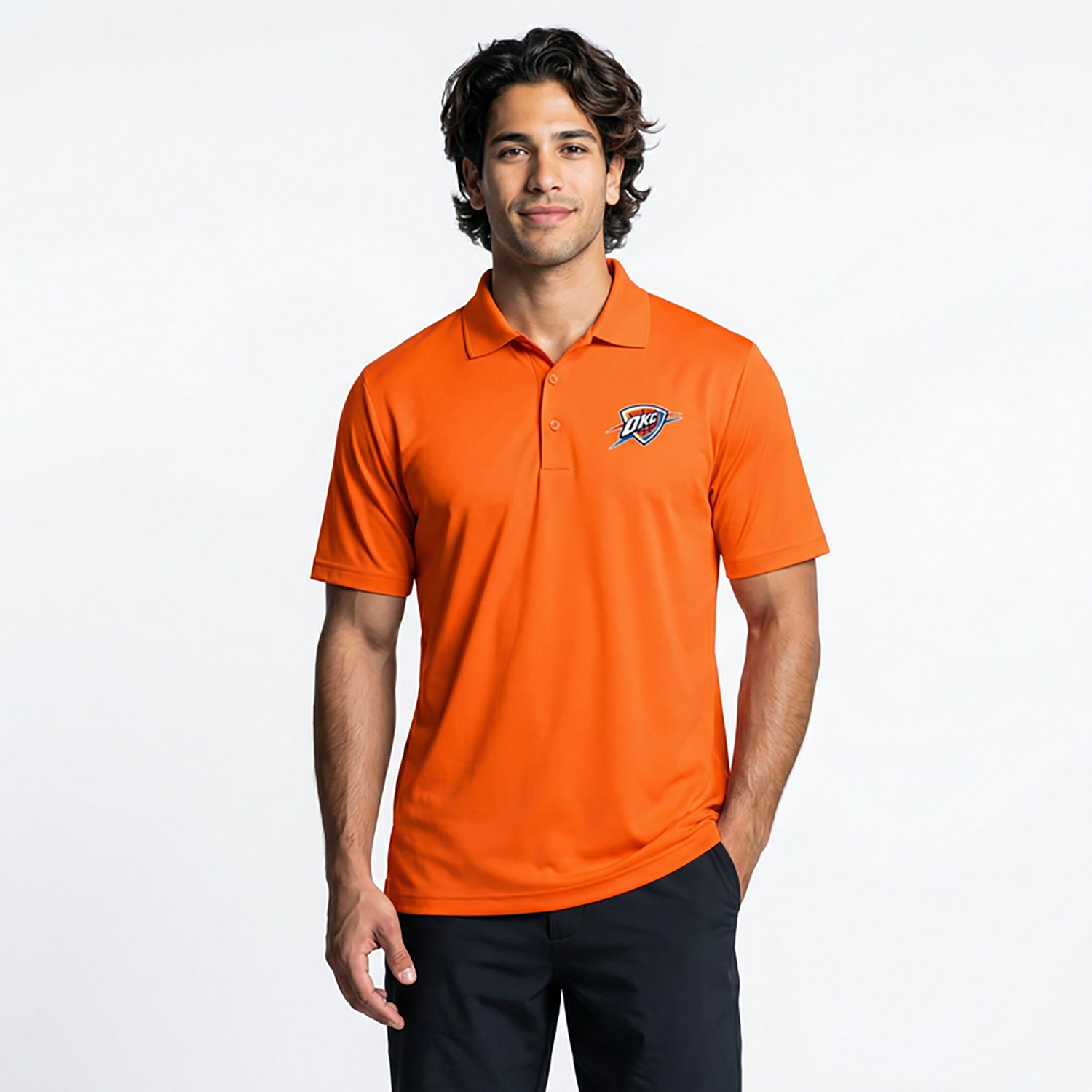 Antigua Men's Oklahoma City Thunder Legacy Pique Short Sleeve Polo