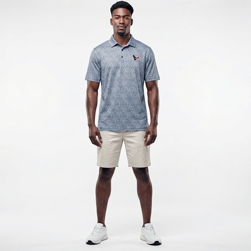 Men's Antigua Navy Houston Texans Field Ditsy Polo