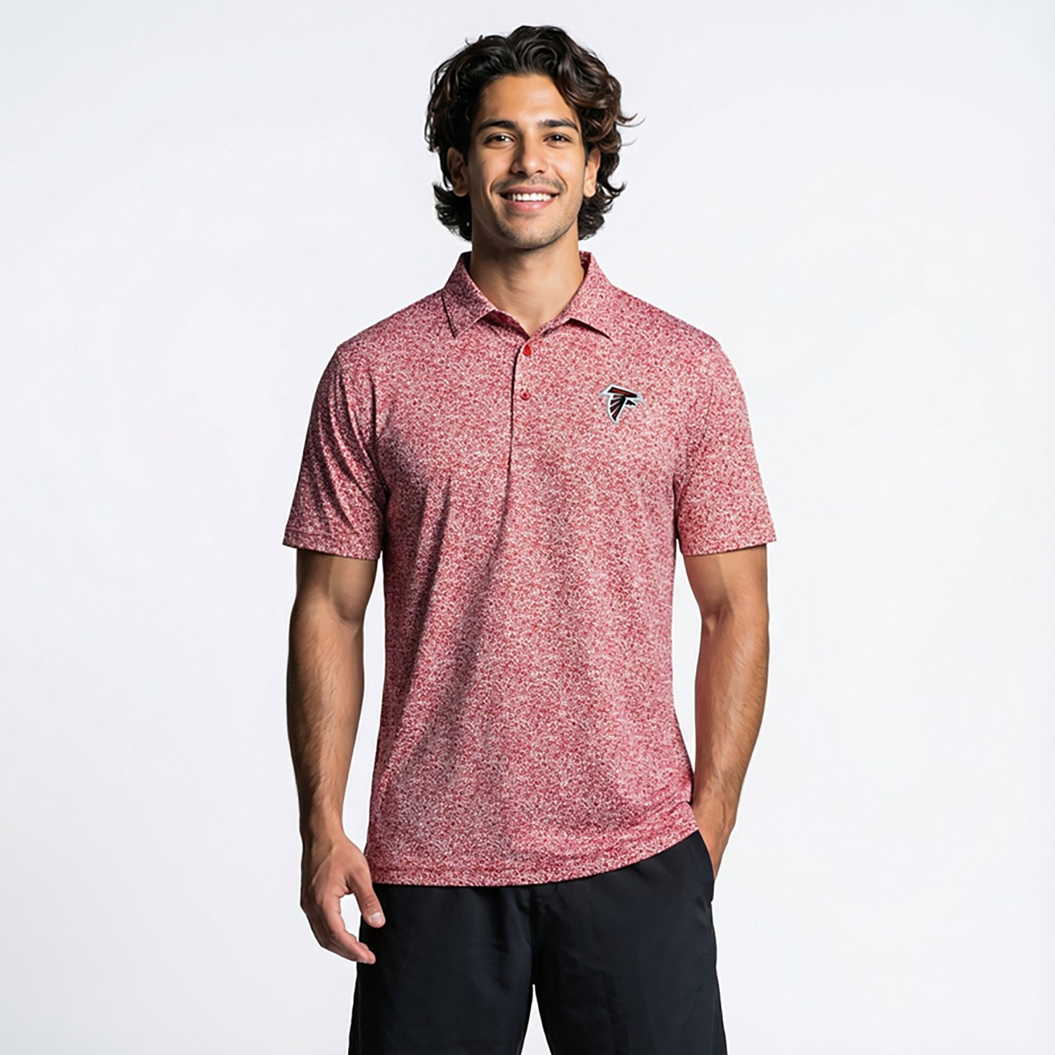 Antigua Men's Falcons Field Ditsy Polo Shirt - view number 2