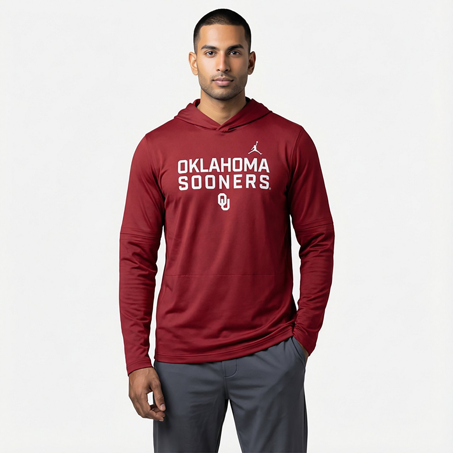 Jordan Brand Oklahoma Sooners 2025 Sideline Dri-FIT Long Sleeve Hoodie T-Shirt