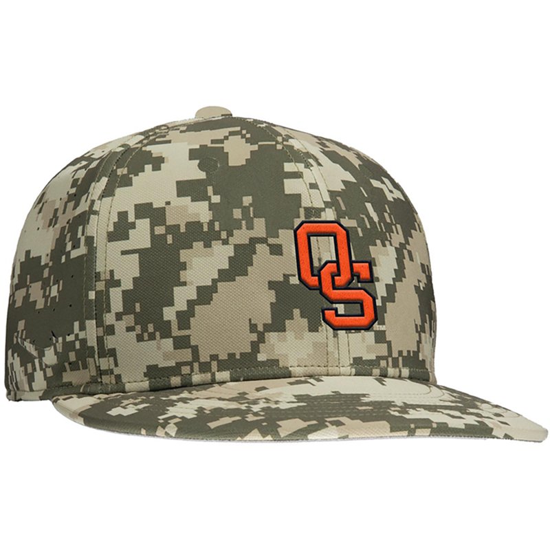 Nike Adult Oklahoma State Cowboys Camo Aero Fitted Hat, Men's, Size 7 1/4, Green