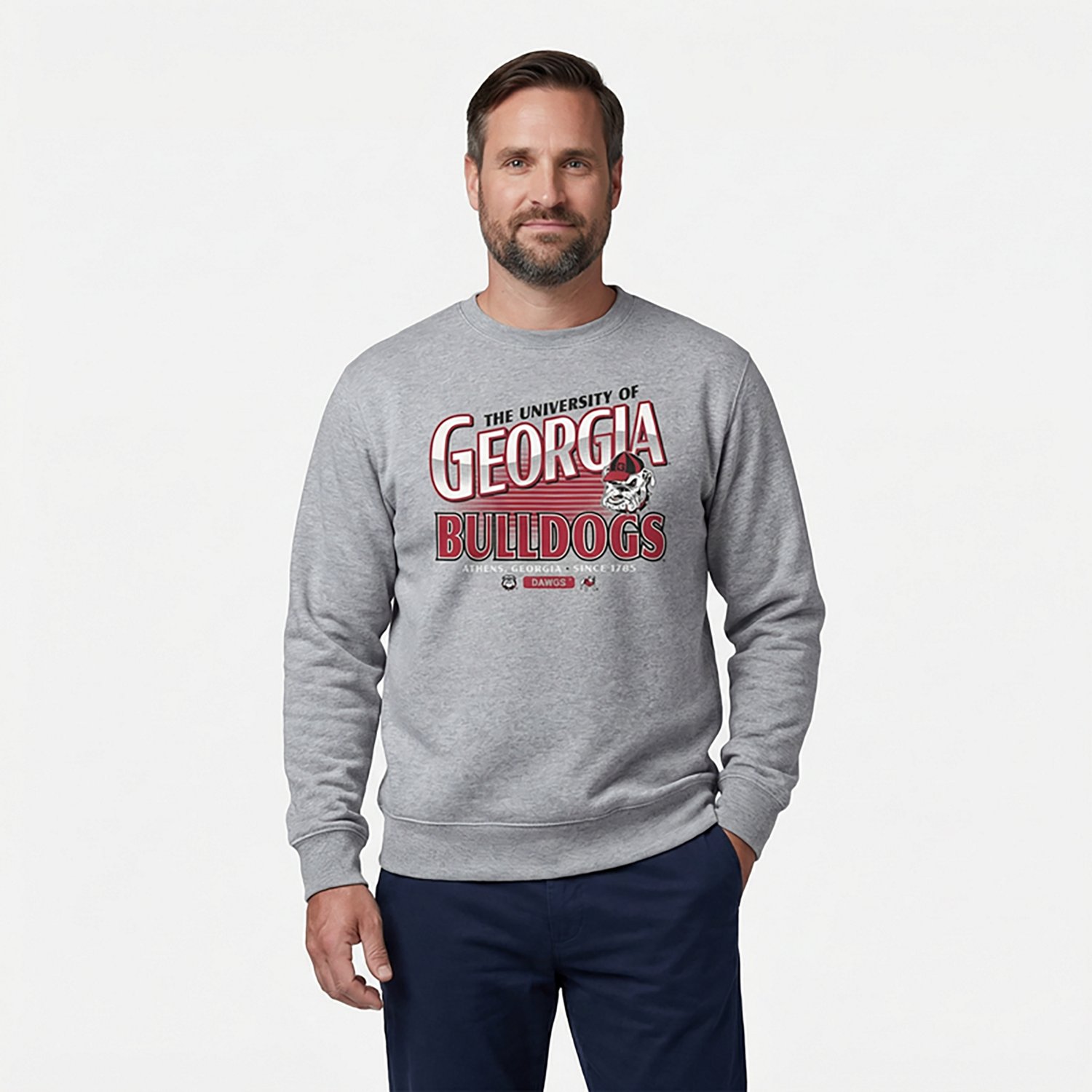 '47 Men's Georgia Bulldogs School Diagonal Regional Headline Long Sleeve Crew Sweatshirt - view number 2