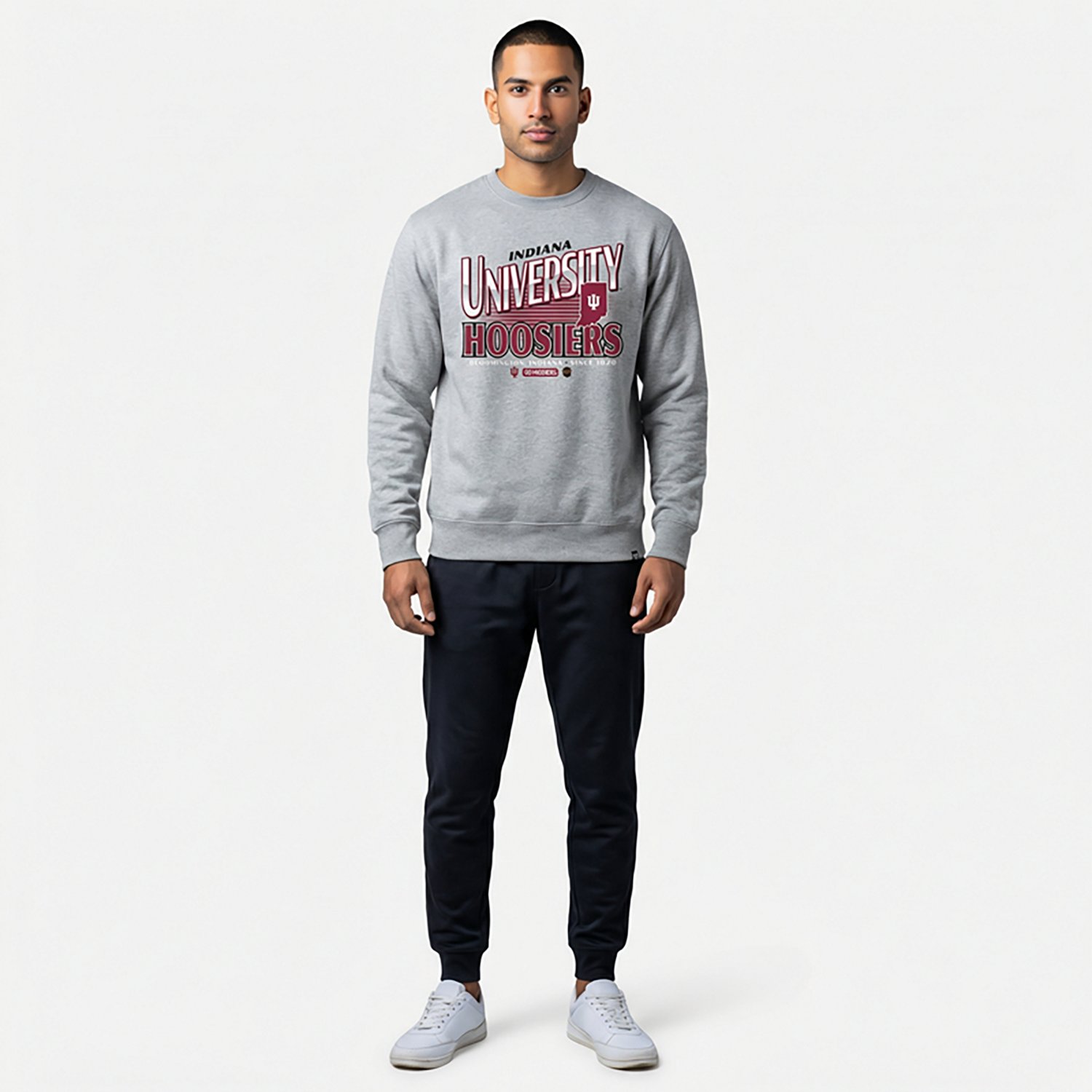 '47 Men's Indiana Hoosiers School Diagonal Regional Headline Long Sleeve Crew Sweatshirt