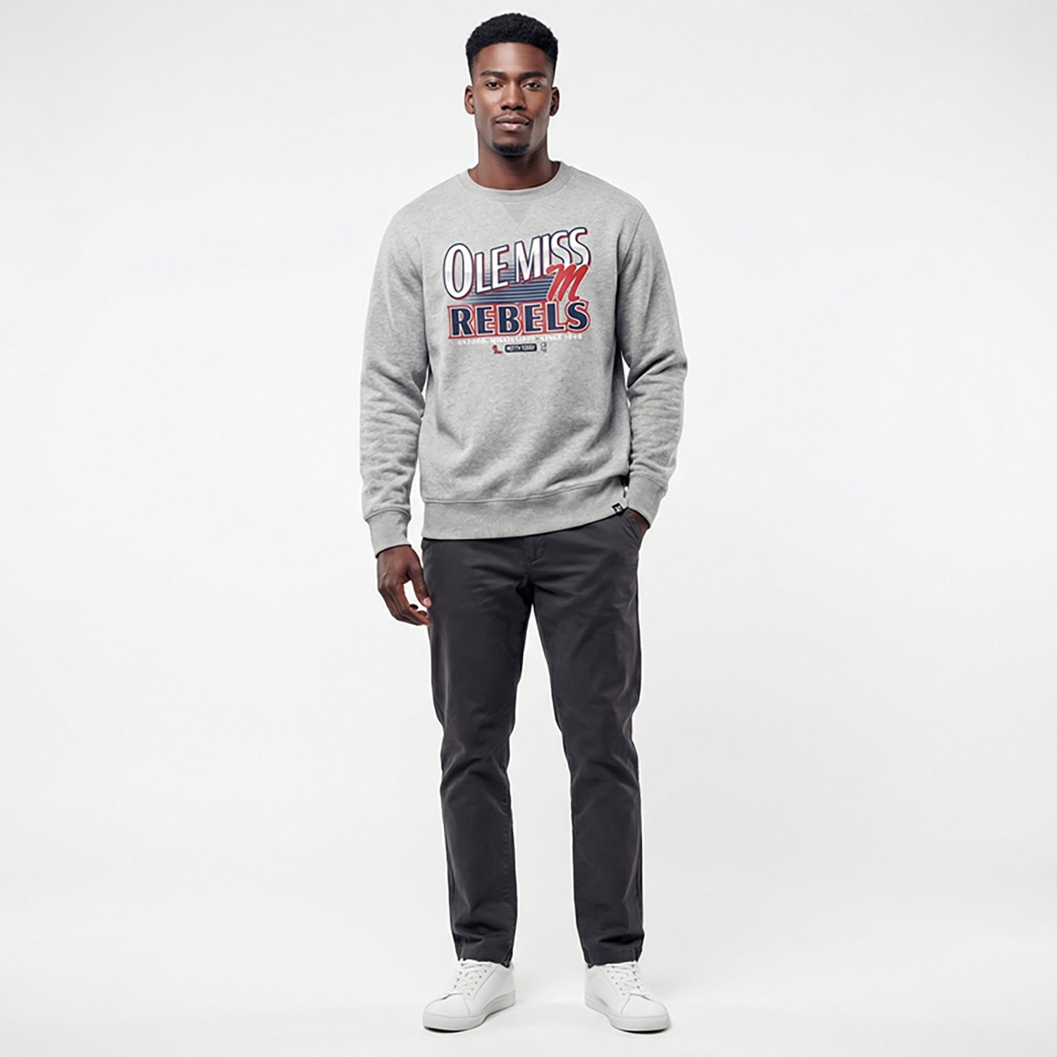 '47 Men's Ole Miss Rebels School Diagonal Regional Headline Long Sleeve Crew Sweatshirt