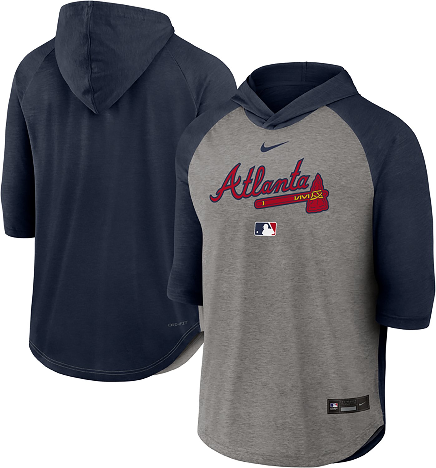Nike Men’s Atlanta Braves 3/4-Sleeve Flux Hoodie T-Shirt