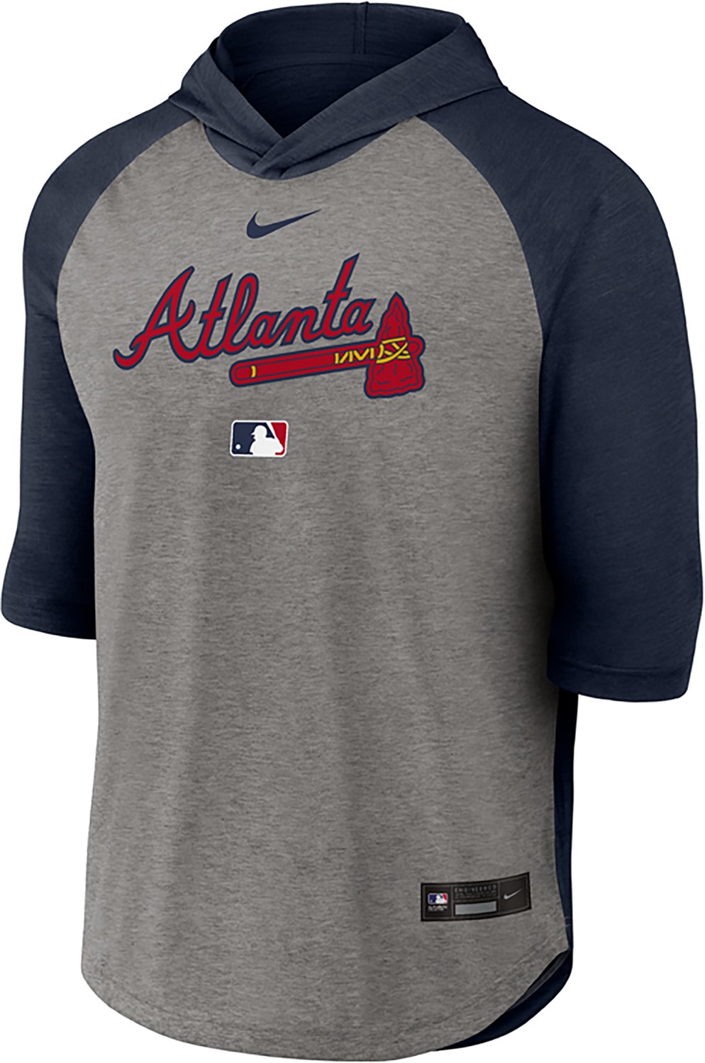 Nike Men’s Atlanta Braves 3/4-Sleeve Flux Hoodie T-Shirt - view number 2