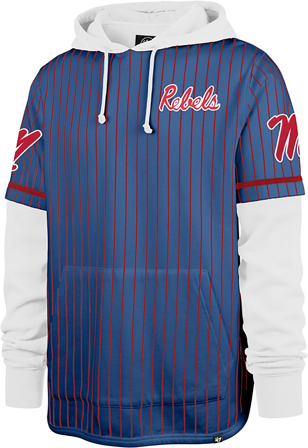 '47 University of Mississippi Primary Logo Pinstripe Double Header Hoodie