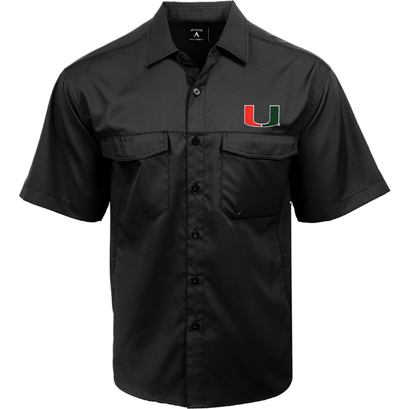 Antigua Men's Miami Hurricanes Gameday Fishing Shirt